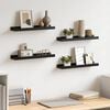 vidaXL Wall Shelf Set of 4 Black MDF Medium Wall mounting Wall Shelf