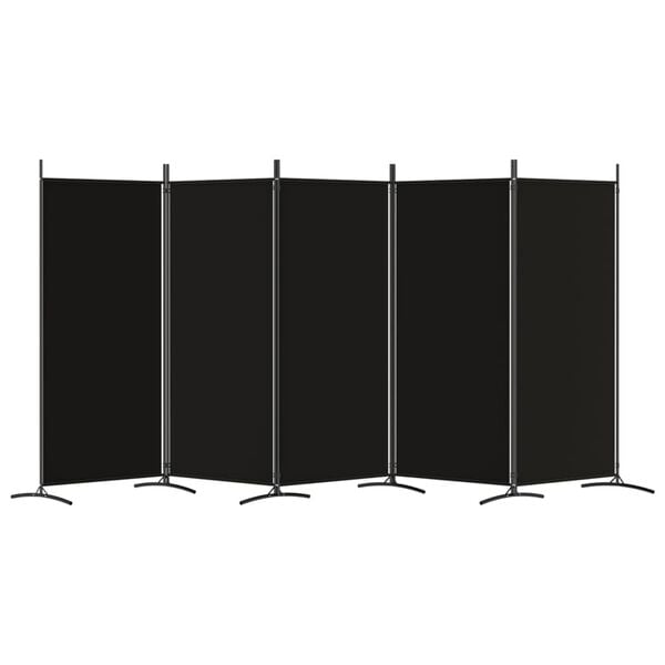 vidaXL 5-Panel Room Divider Black 170.5"x70.9" Fabric