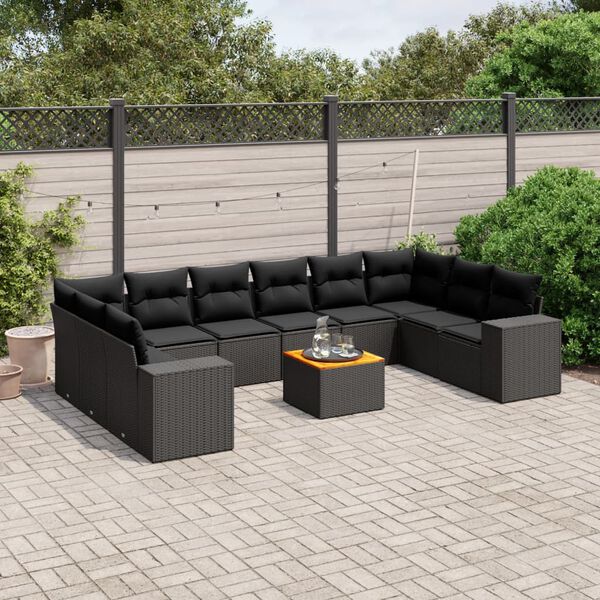 vidaXL Garden Sofa Set Black