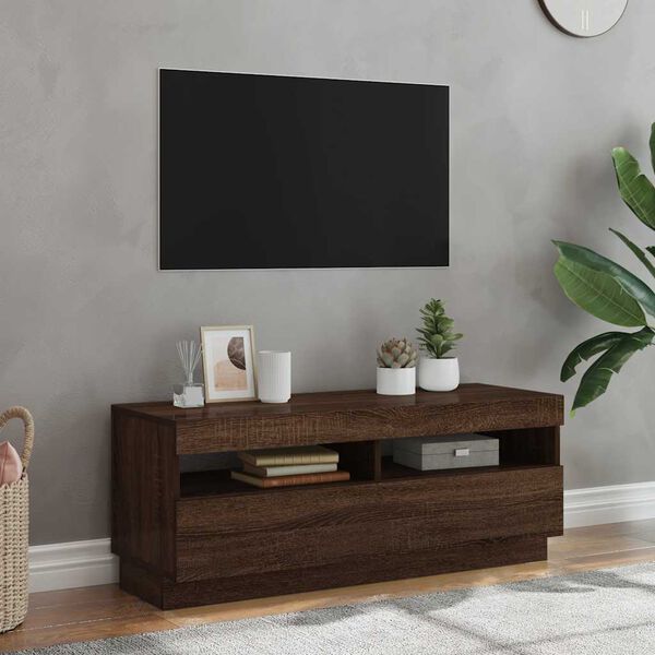 vidaXL TV Cabinet Brown Oak Engineered Wood 39.4 in x 13.8 in x 15.7 in