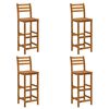 vidaXL Bar Stool Set of 4 Natural wood Solid acacia wood Standard