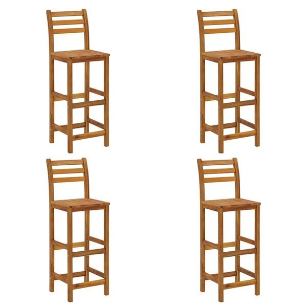 vidaXL Bar Stool Set of 4 Natural wood Solid acacia wood Standard