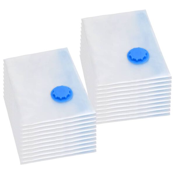 vidaXL Vacuum Travel Bag Set of 20 Transparent and blue Plastic Large
