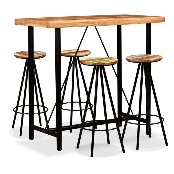 vidaXL Bar Set Natural wood, Black