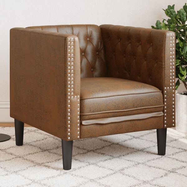 vidaXL Chesterfield Sofa Chair Brown Faux suede leather (100% polyester)