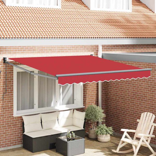 vidaXL Awning Retractable Red 118.11" x 98.43" Polyester and metal
