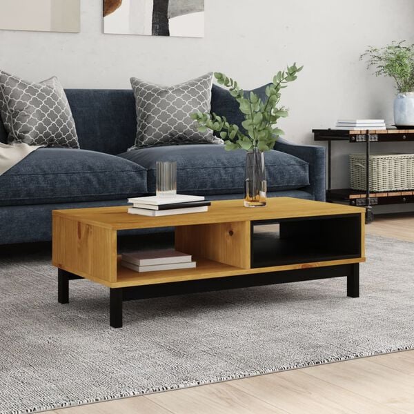 vidaXL Coffee Table Oak Solid pine wood 39.4x19.7x12.8 in Coffee Table