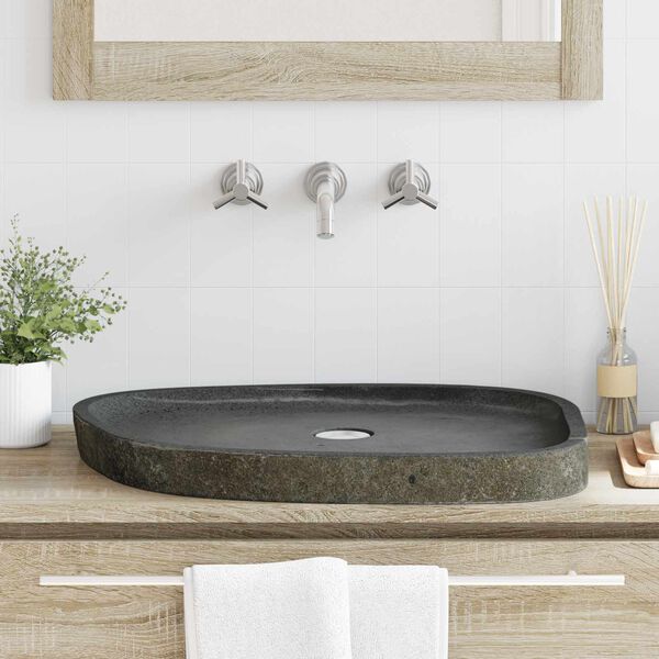 vidaXL Basin Grey (38-45) x (30-35) x 5.91 in River stone