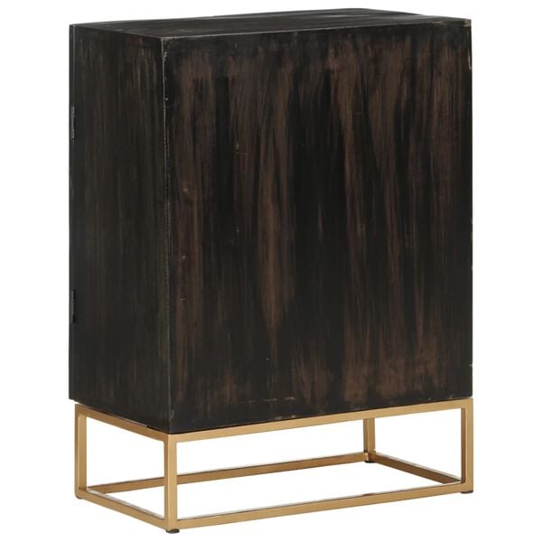 vidaXL Sideboard Black Solid Mango Wood and Iron Medium Sideboard