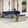 vidaXL 10 Piece Garden Sofa Set with Cushions Grey Poly Rattan