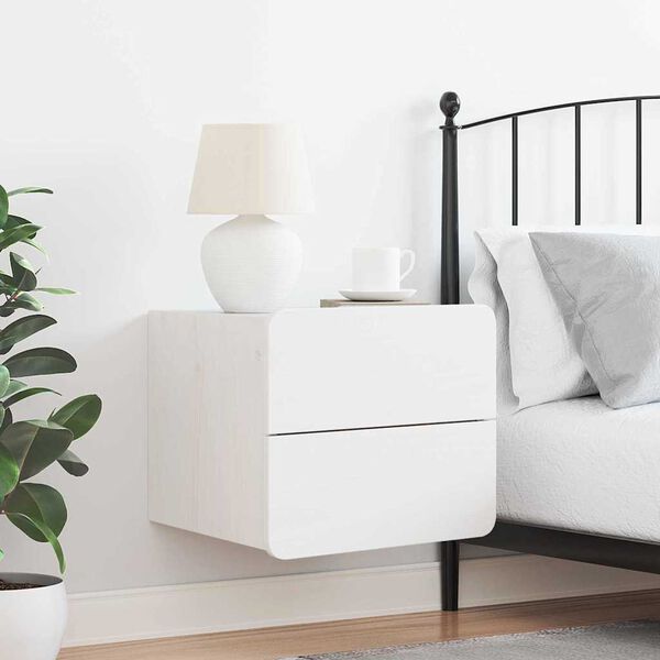 vidaXL Bedside Table White 15.35 x 13.39 x 12.99 in Solid pinewood