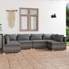 vidaXL 6 Piece Patio Lounge Set with Cushions Poly Rattan Gray