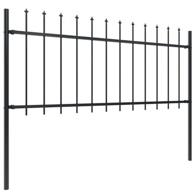 vidaXL Garden Fence with Spear Top Steel 468.5"x31.5" Black