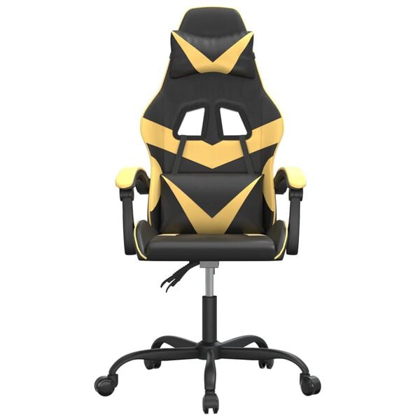 vidaXL Gaming Chair Black and Gold Faux leather, Metal, Plywood Adjustable