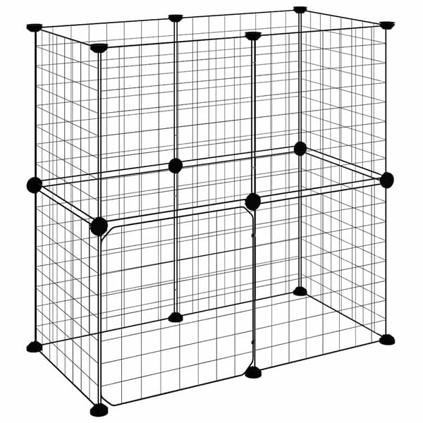 vidaXL Pet Cage Black Powder-coated steel Adjustable size
