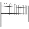 vidaXL Garden Fence with Hoop Top Steel 211.4"x23.6" Black