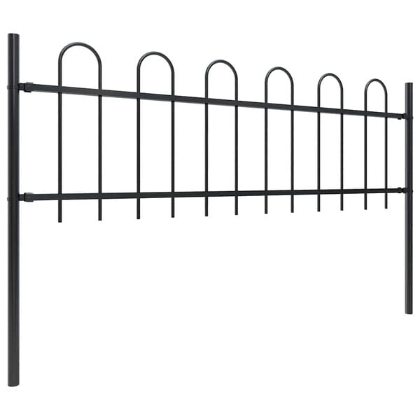 vidaXL Garden Fence with Hoop Top Steel 211.4"x23.6" Black