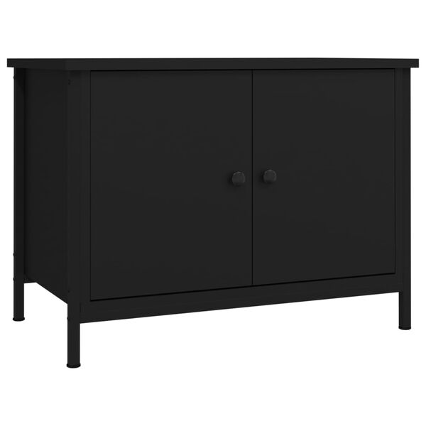 vidaXL TV Cabinet Black Engineered wood, steel TV Cabinet Rectangular