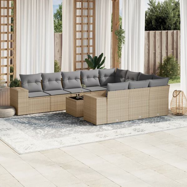 vidaXL Garden Sofa Set Beige, Light Grey