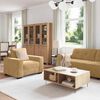 vidaXL Sofa 3 pcs Brown Linen-blend Fabric