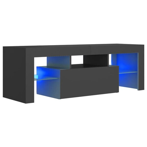 vidaXL TV Stand with LED Lights Gray 47.2"x13.8"x15.7"