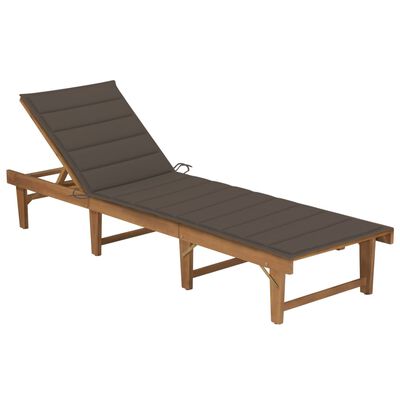 vidaXL Folding Sun Lounger with Cushion Solid Acacia Wood