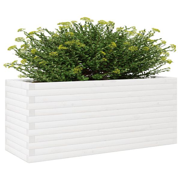 vidaXL Garden Planter White Solid Pine Wood Medium Garden Planter