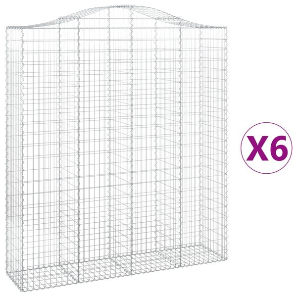vidaXL Gabion Basket Set of 6 Silver Galvanized Iron Large