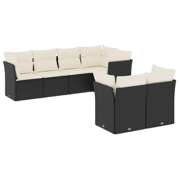 vidaXL Garden Sofa Set Black, Cream White
