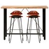 vidaXL 5 Piece Bar Set Solid Wood and Real Leather