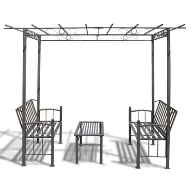 vidaXL Garden Arbor with Two Benches and a Table