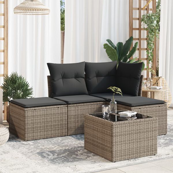 vidaXL Garden Sofa Set Grey, Dark Grey