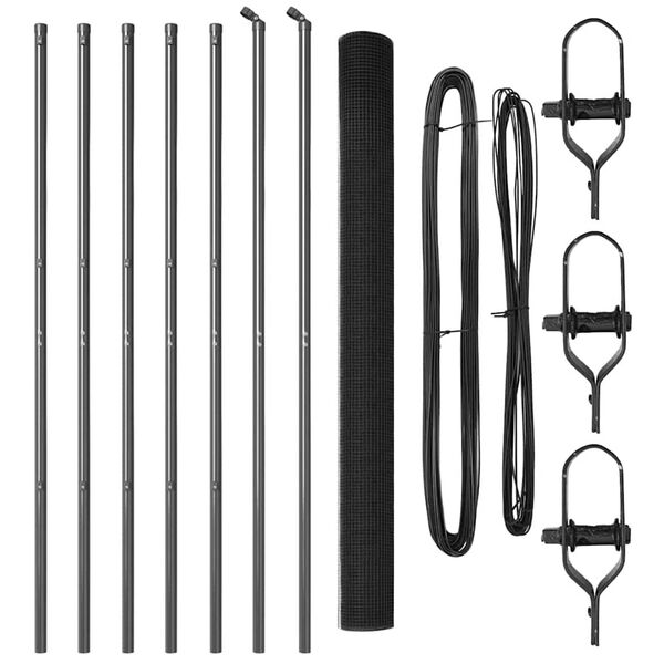 vidaXL Fence with Posts Gray 59.1" x 393.7" Steel