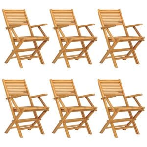vidaXL Folding Garden Chair Set of 6 Teak Wood Solid teak wood Medium