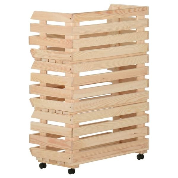 vidaXL Vegetable Trolley 22.4"x11.8"x31.5" Solid Wood Pine