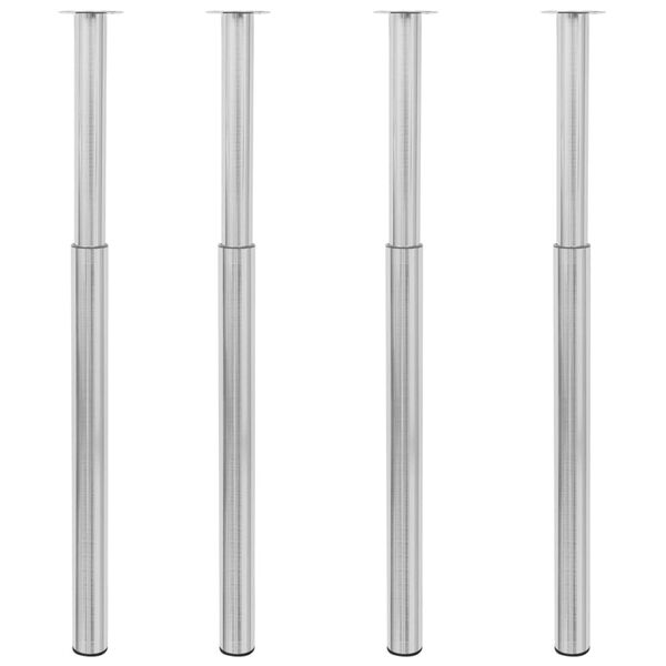 vidaXL Table Leg Set of 4 Brushed Nickel Iron Adjustable Telescopic