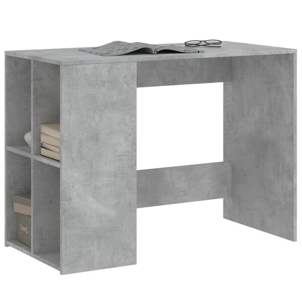vidaXL Desk Concrete Gray Engineered Wood Medium Storage Desk
