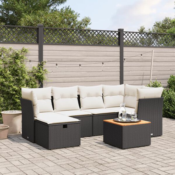 vidaXL Garden Sofa Set Black, Cream White