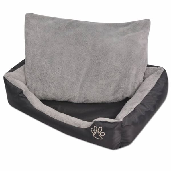 vidaXL Dog Bed Black and Grey PU-coated oxford fabric and faux fur XL