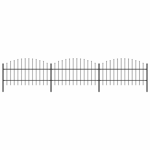 vidaXL Garden Fence with Spear Top Steel 211.4"x39.4" Black