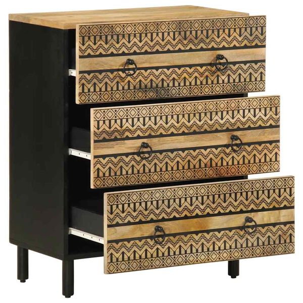 vidaXL Sideboard Black Solid rough mango wood Medium Sideboard