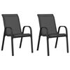 vidaXL Stackable Garden Chair Set of 2 Black Powder-coated steel Medium