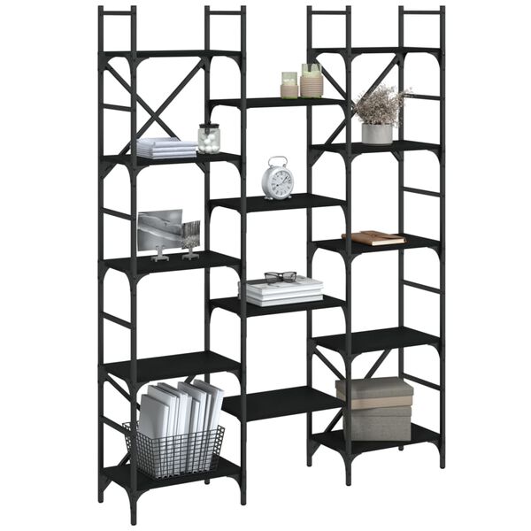 vidaXL Bookshelf Black Engineered wood Large Bookshelf Rectangular