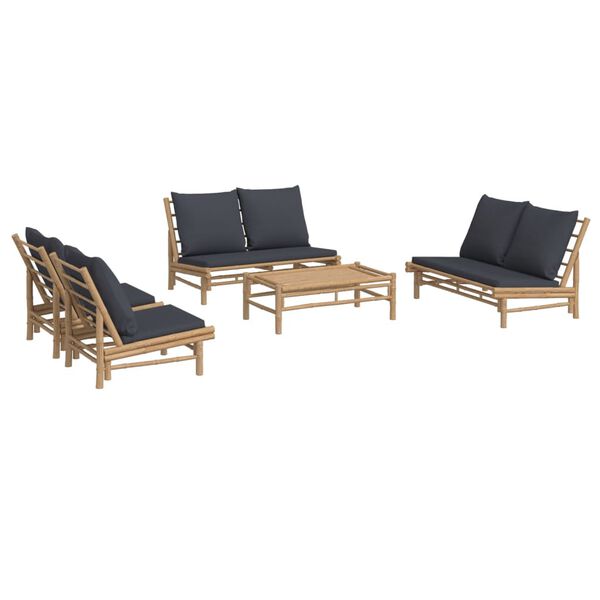 vidaXL Garden Lounge Set Dark Grey, Bamboo Bamboo Medium Modular