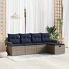 vidaXL Garden Sofa Set with Cushion 5 pcs Grey and Navy Poly Rattan