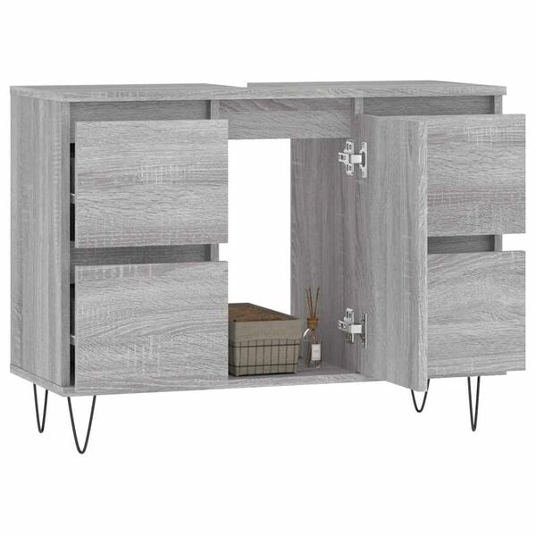 vidaXL Bathroom Cabinet Grey Sonoma Engineered wood, iron Medium