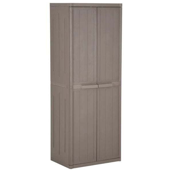 vidaXL Garden Cabinet Brown 100% Polypropylene 25.6 x 17.7 x 67.7 in