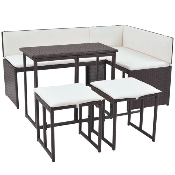 vidaXL Garden Furniture Set Brown, Cream White