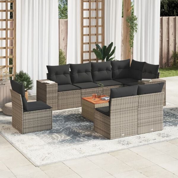 vidaXL Garden Sofa Set Grey PE rattan Large Modular Garden Sofa Set