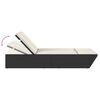 vidaXL Double Sun Lounger Black and Cream White PE Rattan Double